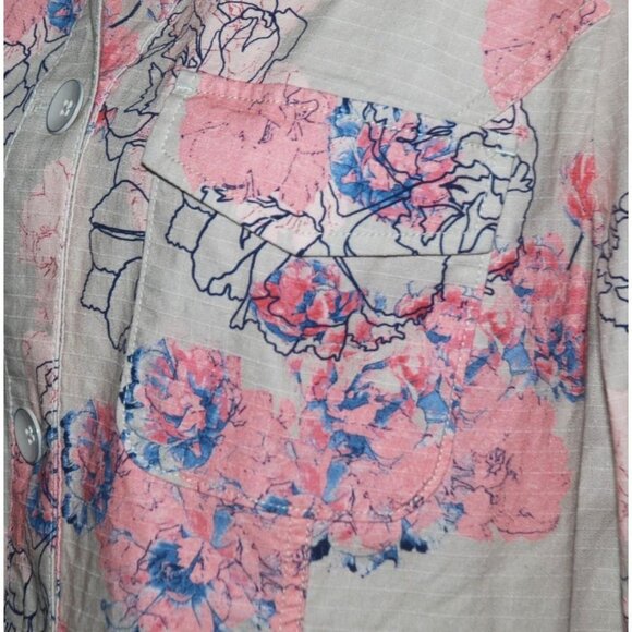 Lemon Way Size L Peplum Jacket Stretch Floral Lightweight Long Sleeve Pockets - Picture 3 of 10